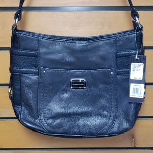 Stone Mountain Black Leather Shoulder Bag